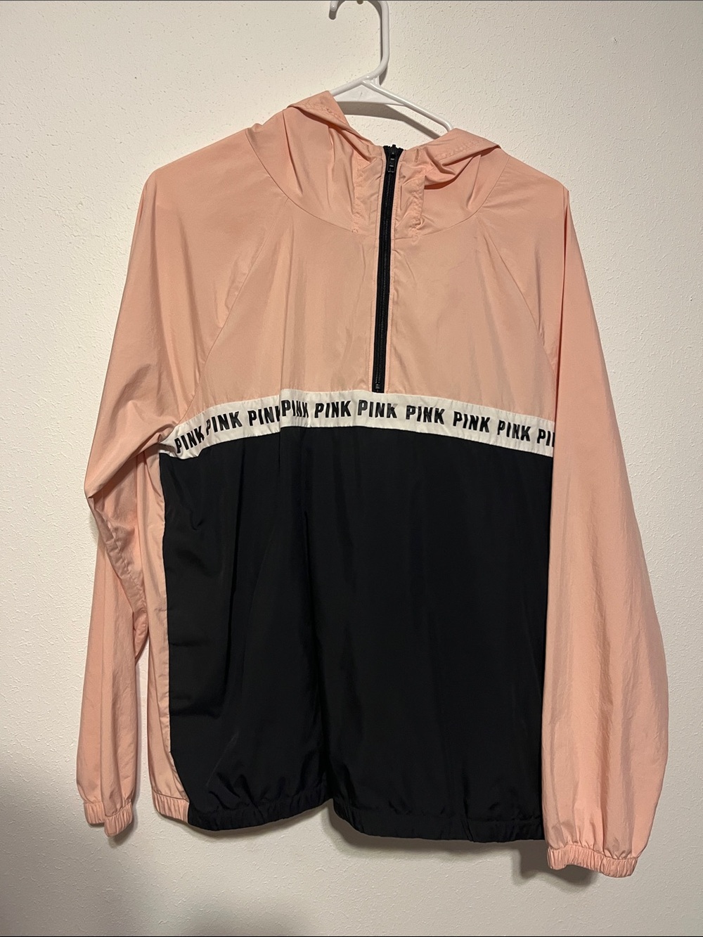 PINK Victoria's Secret Pink and Black Colorblock Windbreaker Jacket